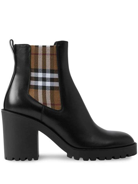 burberry stud detail leather knee-high boots|Burberry check panel ankle boots.